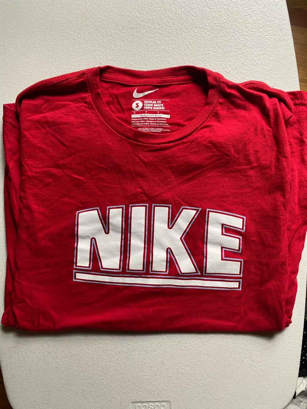 Nike Red Tee with White Block Logo